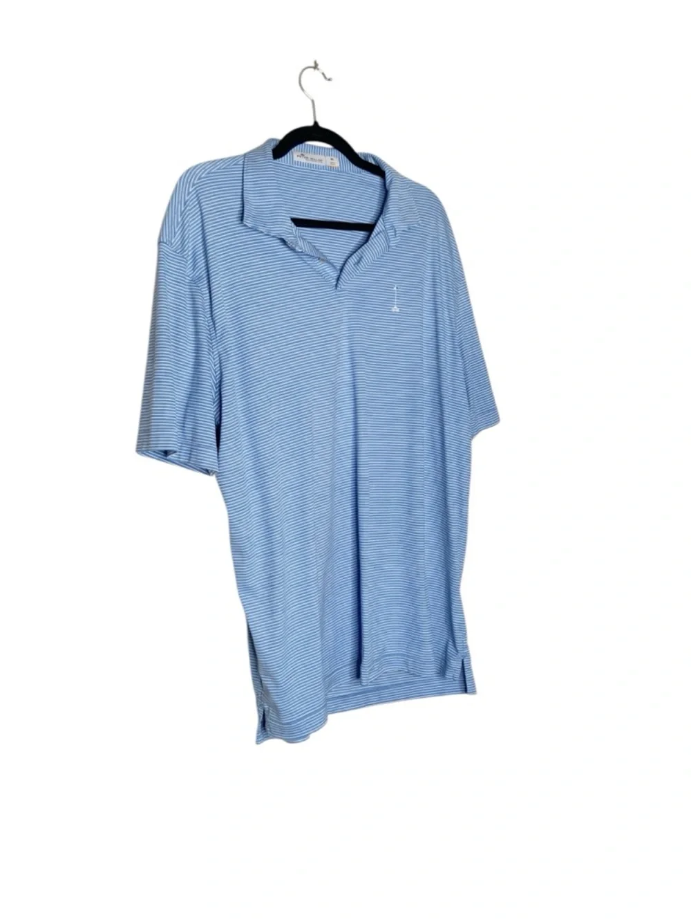 Peter Millar Light Blue & White Striped Polo XL - Picture 2 of 2